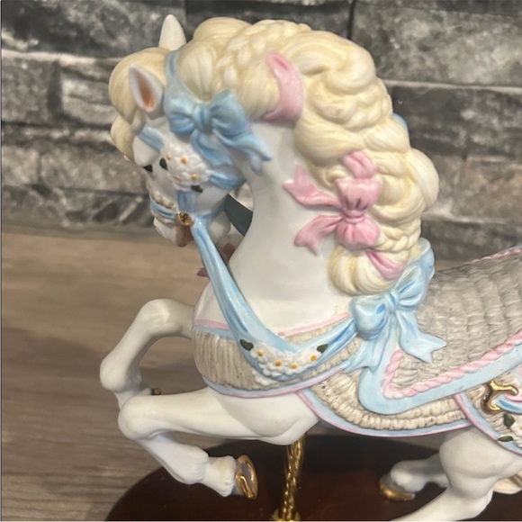 Lenox Porcelain Carousel Horse Figurine With Wood Base in Pastel Accents - Picture 3 of 7